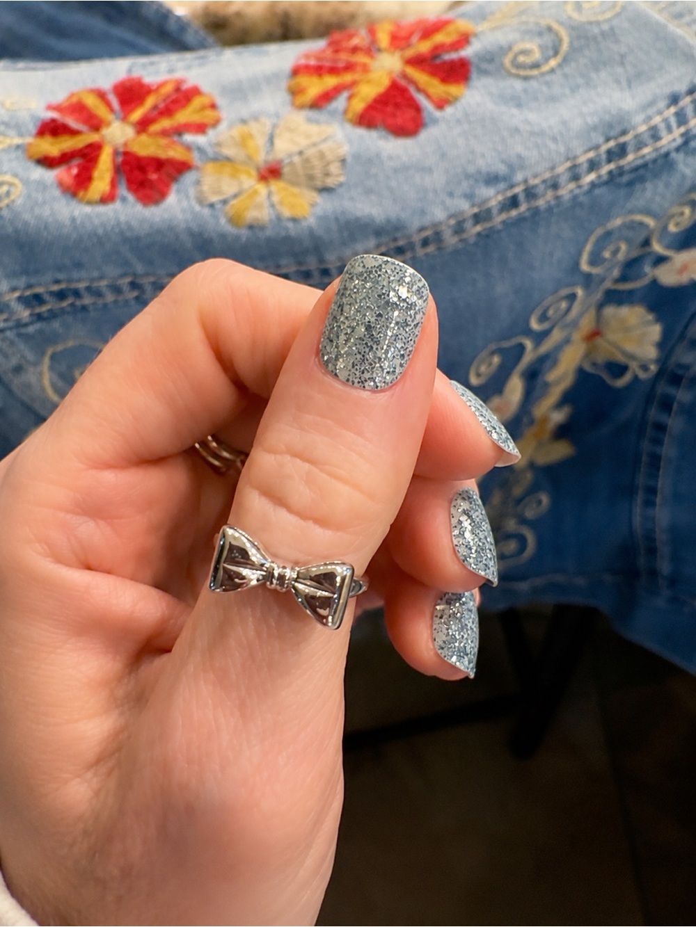 Silver Sage Glitter Nail Wraps | Sparkle Nail Stickers | 22 Count